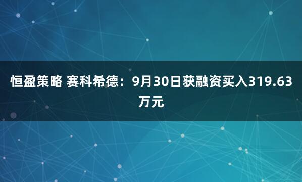 恒盈策略 赛科希德：9月30日获融资买入319.63万元